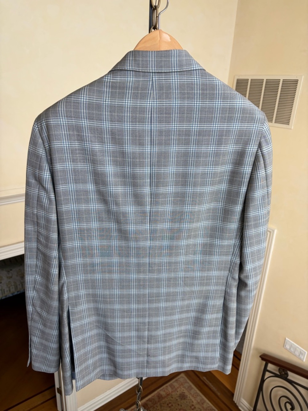 Pal Zileri Light Gray Plaid Sport Coat with Blue Windowpane